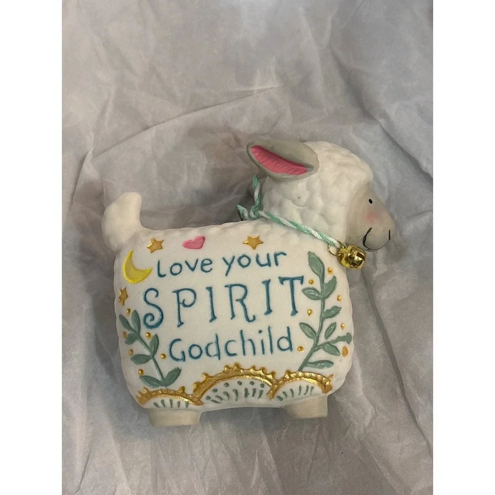 Hallmark Keepsake‎ 2019 Love Your Spirit Godchild Sheep Christmas Ornament White